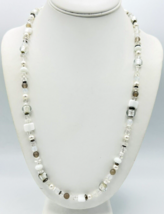 Vintage 80&#39;s Clear Smoky White AB Foiled Glass Bead Necklace - £14.24 GBP