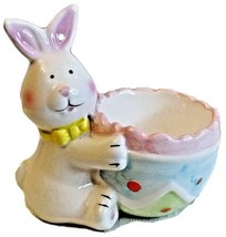 Easter Bunny Rabbit Holding An Egg Basket Pink &amp; Blue, Green 3.&quot;5x3&quot;.5 - $12.86