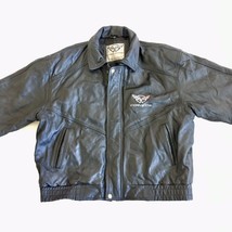 Corvette Men&#39;s Leather Bomber Jacket Full Zip Size XL - $121.55