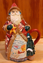 Jim Shore Holiday Traditions Certified Traditions Santa Mug w/Lid Winter Scene - $18.13