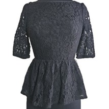 Black Lace Blouse with Built in Cami Size 8 - £19.46 GBP