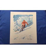 William A Sloan Original Colored Lithograph, Signed &amp; Numbered “Skiing” - $1,822.09 MXN