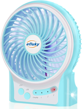 Efluky 3 Speeds Mini Desk Fan, Rechargeable Battery Operated Fan with LED Light, - £18.79 GBP