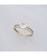 14k Gold 2+ Carat CZ Diamond Engagement Ring Princess Cut Estate - $368.72 CAD