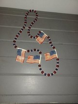 Vintage Mardi Gras Necklace-Faux Pearls Hard Plastic USA Flag - £15.86 GBP