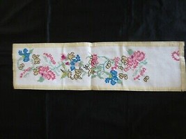 1 COMPLETED 14-Count Counted Cross Stitch FLORAL Panel - 4 1/2&quot; x 18&quot;  - £3.19 GBP