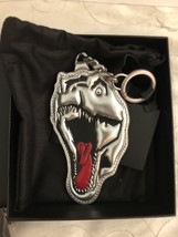  Saint Laurent YSL Unisex Silver Dinosaur Key Chain Nappa Silk Key Charm 456685 - £200.41 GBP