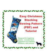Easy PDF Christmas Sewing Stocking Pattern & Tutorial, Beginner DIY Xmas Pattern - $2.00