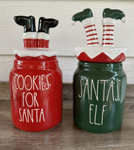 Rae Dunn New Christmas COOKIES FOR SANTA Legs Baby Canisters SANTA’S ELF... - £63.72 GBP