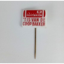 Vintage CO-OP Mount Bruin &#39;T Is Van De CO-OP Bakker German Stick Lapel Hat Pin - £6.61 GBP