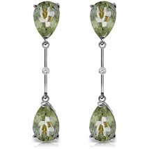 6.01 Carat 14K White Gold &amp; Green Amethysts Diamonds Dangling Gemstone Earrings - £343.12 GBP