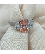 3 Stone IGI Vivid Pink Radiant Cut Lab Grown Diamond Engagement Ring 14K... - $2,743.91 CAD