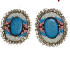 Handmade Beaded Blue white pink  earrings for Women, Girls - £11.90 GBP
