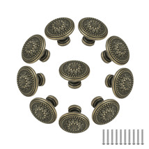 Antique Brass Kitchen Cabinet Knob Pulls Copper Rustic Knobs W/Floral Fo... - £15.17 GBP