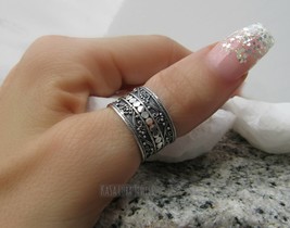 Oxidized Sterling Silver Bali Thumb Ring: Bohemian Eternity Design - $677.21 MXN