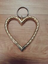 Vintage WHITING &amp; DAVIS Inspired Gold Heart Mesh Fish Scale Lumured Keyr... - $19.02