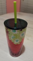 Starbucks Pink Strawberry Fields Floral Flowers Glass Summer 2022 Tumbler New - £23.54 GBP