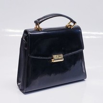 Vtg Etienne Aigner Patent Leather Handbag-Black Gold-w/Removable Shoulde... - £23.26 GBP