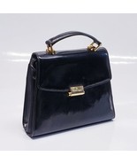Vtg Etienne Aigner Patent Leather Handbag-Black Gold-w/Removable Shoulde... - £23.14 GBP