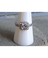 Silver Tone Clear Stone Square Cushion Cut Halo Ring Size 8.75 8-3/4 Jew... - £8.56 GBP