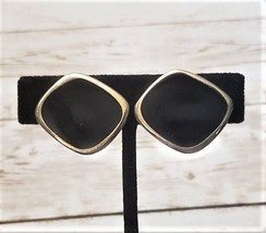 Vintage Bergere Clip On Earrings - Black &amp; Gold Tone - £9.42 GBP