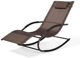 Mansion Home Lounge Chair, Outdoor Chaise Lounge With Detachable Pillow, Brown - £93.97 GBP