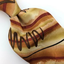 J Jerry Garcia Neck Tie Brn/Gold/Mango Paint Stroke Silk Limited Edition I17-530 - £23.67 GBP