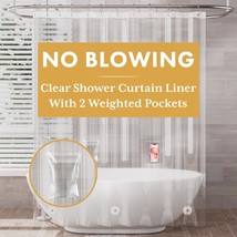 Shower Curtain Liner With 2 Weights Pockets, 72X72 Innovative No Blowing Clear P - $10.99