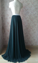 Dark Green Plus Size Maxi Chiffon Skirt Outfit Bridesmaid Maxi Chiffon Skirt image 12