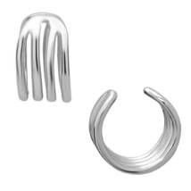 Sterling Silver Striped Ear Cuff Earrings - £18.97 GBP