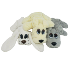 3 Vintage 1995 Pound Puppies Galoob Puppy Dogs White Grey Stuffed Animal Plush - £26.54 GBP