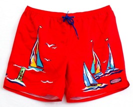 Vineyard Vines Red Sailing The Bay Brief Lined Swim Trunks Boardshorts M... - $84.99