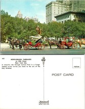 New York(NY) NYC Central Park Horse Drawn Carriages Statue Vintage Postcard - £7.51 GBP