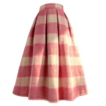 Winter PLAID Midi Skirts Women Woolen Pink Plaid Skirt Outfit Custom Plus 