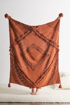 Rusty Orange Mud Cloth Cotton Home Decor Throw Tufted Blankets Throw Boho Blanke - £41.30 GBP