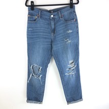 GAP Womens Best Girlfriend Jeans Distressed Cuffed Medium Wash 28 - $19.24