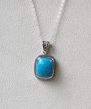 925 Sterling Natural Turquoise Solitaire Artisan Crafted Boho Necklace 5.40 ctw - £47.15 GBP