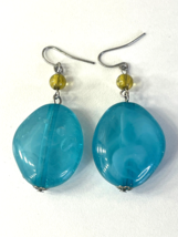 Vintage Earrings for Pierced Ears Large Blue Dangle - $10.79