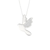 S925 Sterling Silver 0.10Ct TDW Diamond Dove Pendant Necklace - £96.50 GBP