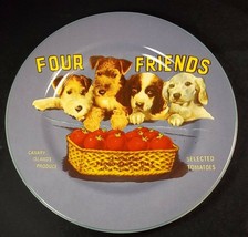 Sakura for Oneida Vintage Labels Salad plate Four Friends 8.25&quot; Puppy dogs - £13.76 GBP