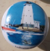 Ceramic knob Light House Lighthouse Luddington MI - $4.46