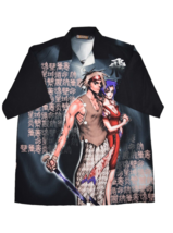 Veezo Shirt Mens 2XL Anime Swordsman Short Sleeve Button Up Baggy y2k - £15.31 GBP
