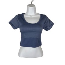 Offline By Aerie Womens Blue Short Sleeve Yoga Crop Top Shirt Pullover Sz Medium - £10.04 GBP