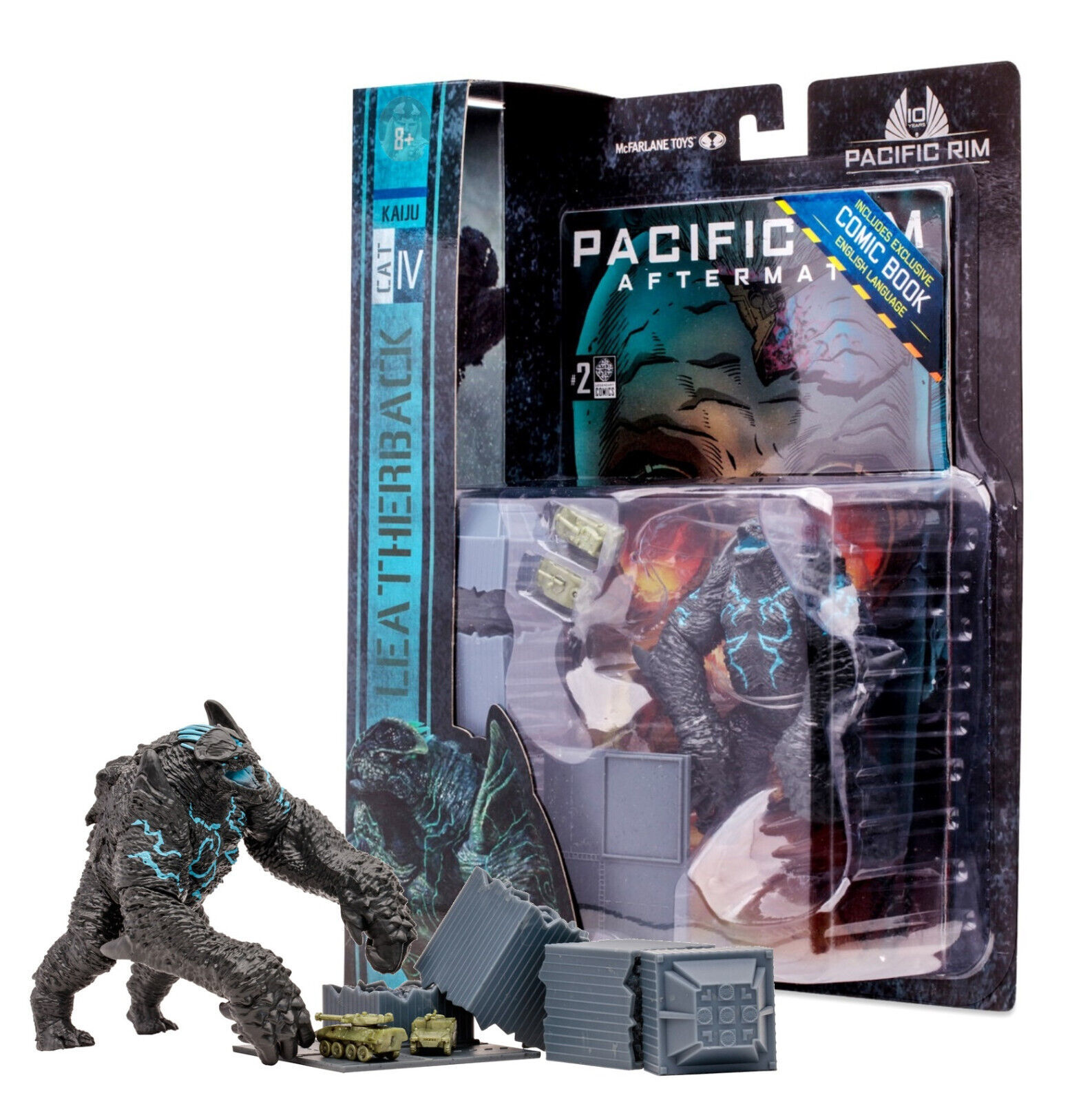 McFarlane - Pacific Rim - Leatherback (Kaiju) Action Figure Da 10 Cm Con Playset E Fumetto