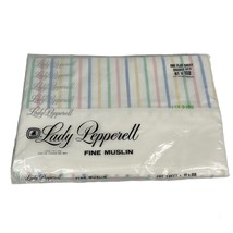 Lady Pepperell Fine Muslin Double Flat Sheet Vintage Stripes Pastels New - £19.59 GBP