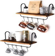 Olakee Floating Wall Shelves For Kitchen Bathroom Coffee Nook, Carbonized Black - £31.96 GBP