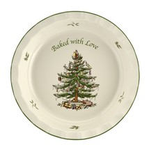 Spode Christmas Tree Stoneware 10 Inch Pie Dish Baked With Love - £44.05 GBP