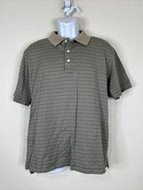Alan Flusser Golf Men Size M Beige Striped Geometric Polo Knit Shirt Short Sleev - £5.82 GBP