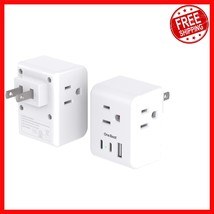 Multifunctional 2-Prong to 3-Prong Power Adapter with Fast Charging - 2 ... - $28.12