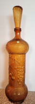 Vtg Empoli Italian Amber Grapes Cherries Glass Decanter Genie Bottle 21&quot; Tall - £89.32 GBP